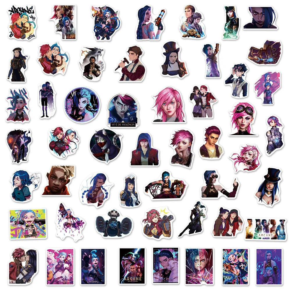 10/30/50pcs Cool Cartoon Arcane Game Stickers Anime DIY Phone Case Guitar Notebook Bike Car Waterproof Sticker Decal for Kid Toy