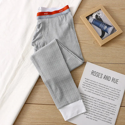 Baby Cotton Thermal Underwear Bottoms Men Winter Warm Long Johns Male Youth Student Bugle Pouch Leggings Male Slim Fit Sleepwear