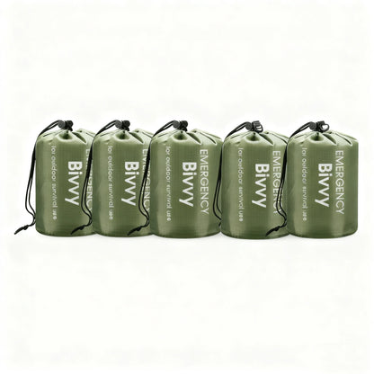 Multi-pack emergency sleeping bags, green, drawstring bag,suitable for outdoor camping, emergency use, and outdoor activities