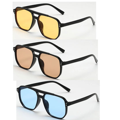 Women Men Square Sun Glasses Retro Polygon Sunglasses Female Black Vintage Fashion Ladies Sunglasses Double Beam Eyeglasses