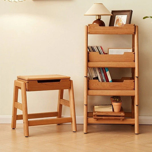 Wooden Ottomans Multifunctional Storage Stools Nordic Rectangular Shoe Changing Stools Living Room Footrests Modern Design
