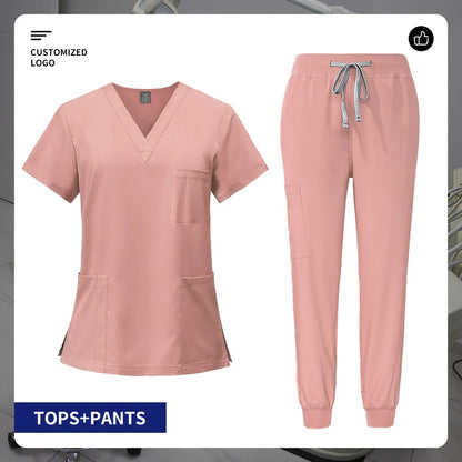 Pet Grooming Institution Surgical Workwear Scrubs Medical Nursing Uniform Customizable Logo Hospital Jogger Clothes with Pocket