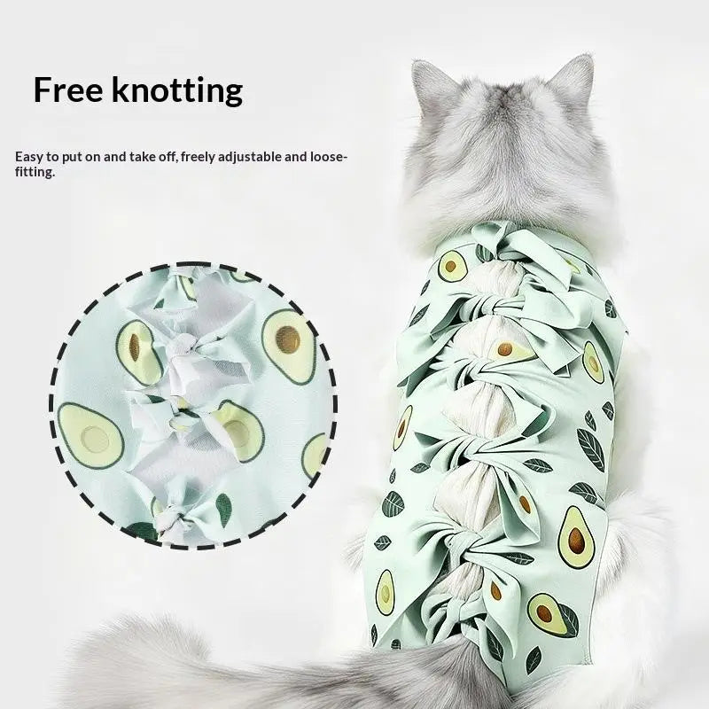 *Pet Neutering Suit Cat Postoperative Recovery Anti Licking Clothing Adjustable Cat Wound Protective Clothes Pet Supplies