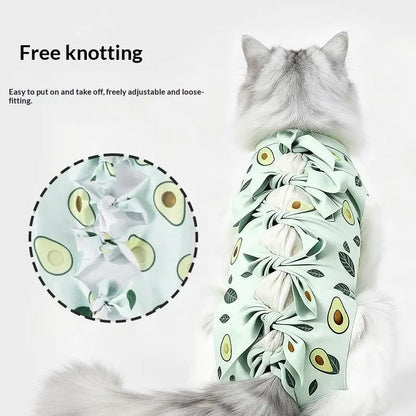 *Pet Neutering Suit Cat Postoperative Recovery Anti Licking Clothing Adjustable Cat Wound Protective Clothes Pet Supplies