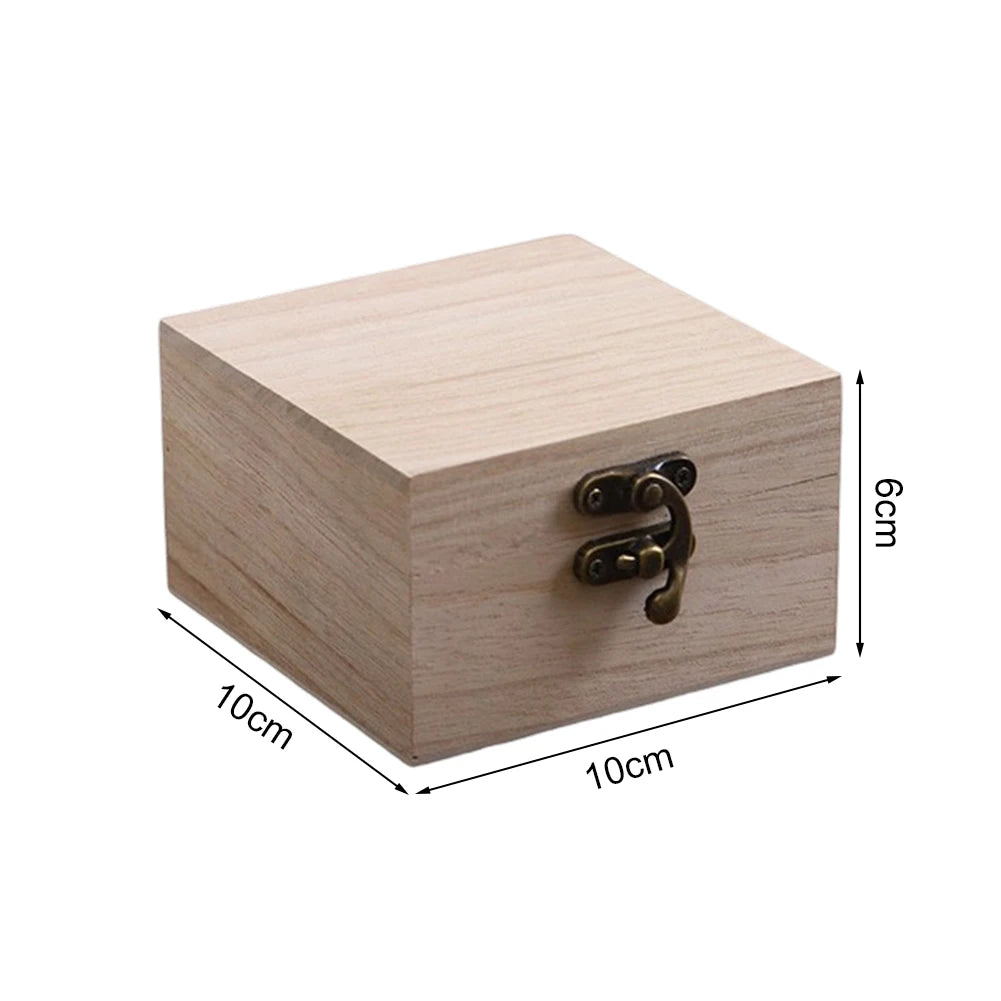 Square Wooden Storage Box With Lid Retro Flip-top Wooden Box Giving Box 10*10*6CM Jewelry Organizer Box For Home Decoration