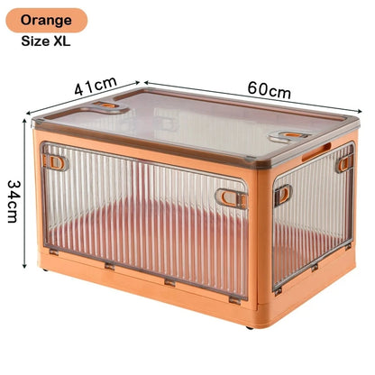 Foldable Storage Box Closet Organizer with Wheels Outdoor Stackable Sundries Organizer Clothes Quilts Toys Books Storage Box