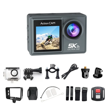 XFDZ WiFi Anti-Shake Action Camera 5K 30FPS Dual Screen 170° Wide Angle 30M Waterproof Sport Camera with Remote Control