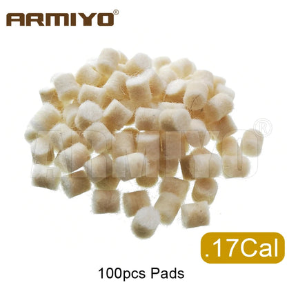 Armiyo .17Cal 5.56mm ~ 9mm .45Cal 100Pcs Wool Felt Polishing Pad Without Hole Bore Mop Brush Pipeline Cleaning Oiling Tool