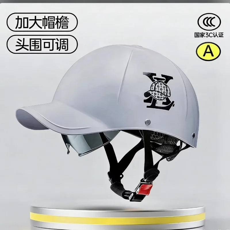 New motorcycle helmet sunshade, electric bicycle riding motorcycle breathable retro hard duckbill cap semi helmet fashionable