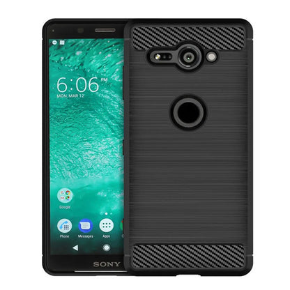 Shockproof Silicone Case for Sony Xperia XZ2 Compact XZ2mini Brushed Carbon Fiber Case for Sony XZ2 Mini Back Cover Coque Fundas