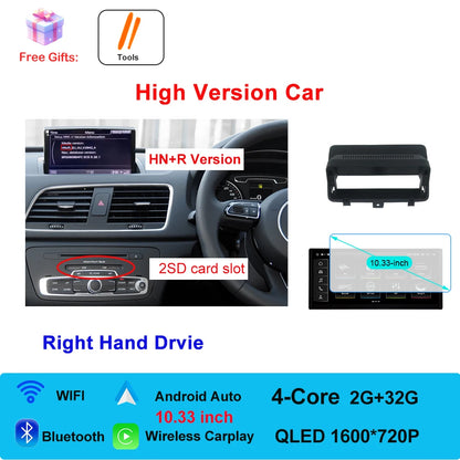 Car Radio Navigation GPS Multimedia Video Player Tools For Audi O3 2013-2018 Right Hand Drvie Android 16 Auto Carplay 12.3"