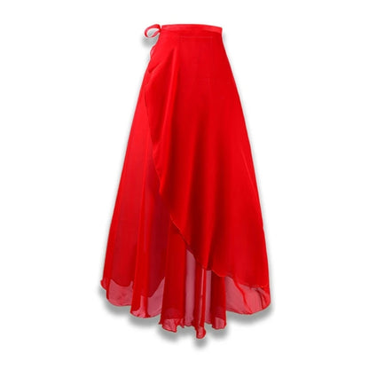 Women Ballet Dance Skirt Asymmetric Long Dance Skirt Wrap Skirt with Tie Waist Skate Over Scarf Skirt Dancewear