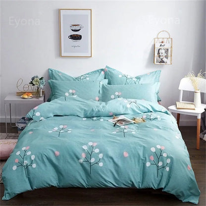 Soft Duvet Cover Polyester Flower Printed Double Comforter Bedding Quilt Cover for Queen/King Couple Single Bed Capa De Edredon