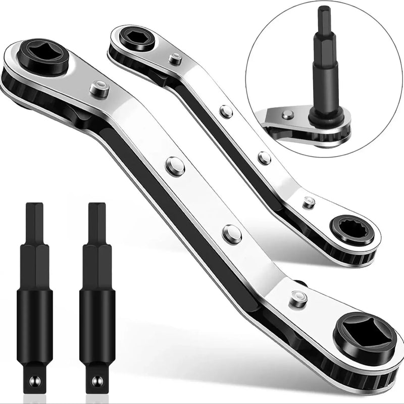 HVAC Service Wrench Refrigeration Service Wrench Set 3/8” to 1/4” 5/16'' 4 Ratcheting Service Wrench