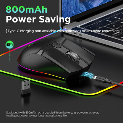 Wireless+Bluetooth+wired gaming mouse with side scroll wheel rechargeable macro function gaming mouse suitable for laptops