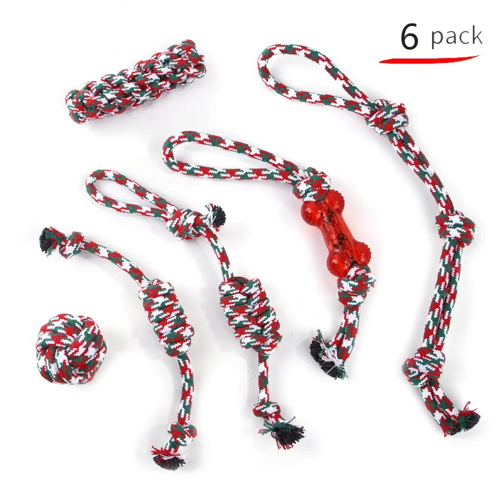 Pet Dog Chew Toys for Large Small Dogs Toy Interactive Cotton Rope Puppy Teething Toys Ball for Dogs Toothbrush Chew Toy Set