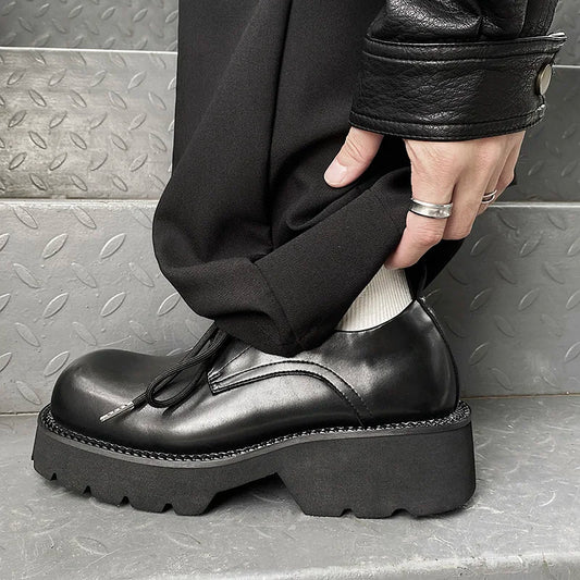 Original formal dress shoes for men thick soled big toe derby shoes casual leather shoes black Oxford shoes trendy, Korean style
