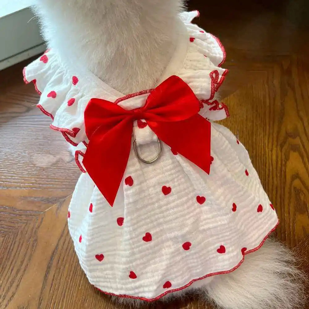 Pet dresses accessories clothes for spring and summer dogs cats teddy bears Pomeranians plush toys cats hearts all cotton fabric
