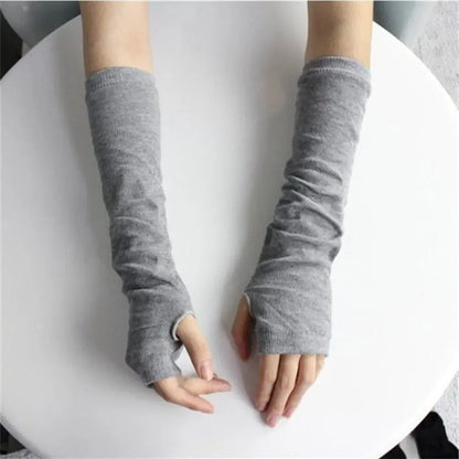 Punk Solid Color Star Knitted Gloves Y2k Gothic Wool Sleeve Cuff Long Hand Sleeve Arm Warmers Winter