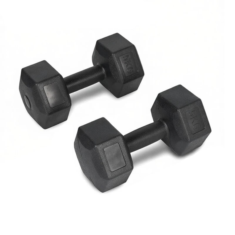 Hex dumbbells, a pair of two dumbbells, weighing 2kg, 5kg, 7.5kg, and 10kg, suitable for strength training and gym workouts