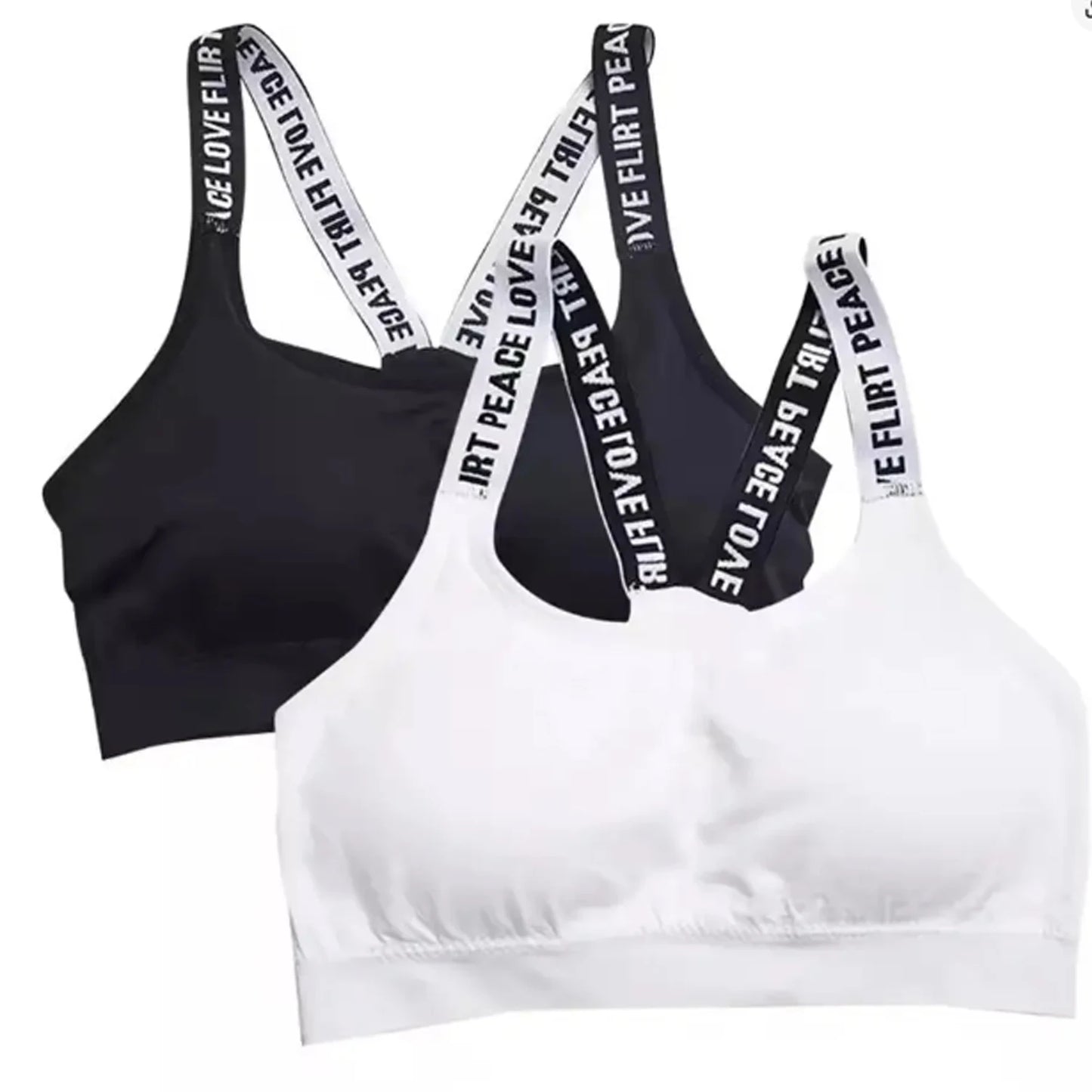 Sports underwear Women Yoga Fitness Seamless Crop Top Wide Letter Straps Comfortable Workout Activewear