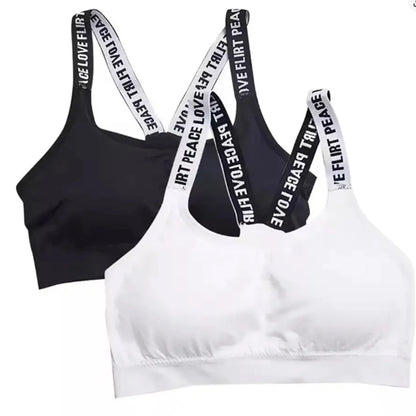 Sports underwear Women Yoga Fitness Seamless Crop Top Wide Letter Straps Comfortable Workout Activewear