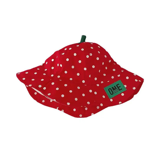 RH Spring Summer Strawberry Dot Red Cartoon Baby Hat Children Toddler Kids Sweet Cute Sun Bucket Hat