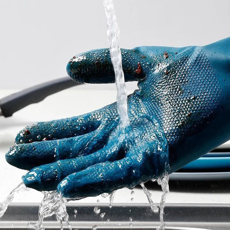 2/4 Pairs Waterproof Gloves with Fleece Thicked Cleaning Gloves Household Bathroom Kitchen Hands Protection Gloves Cleaning Tool