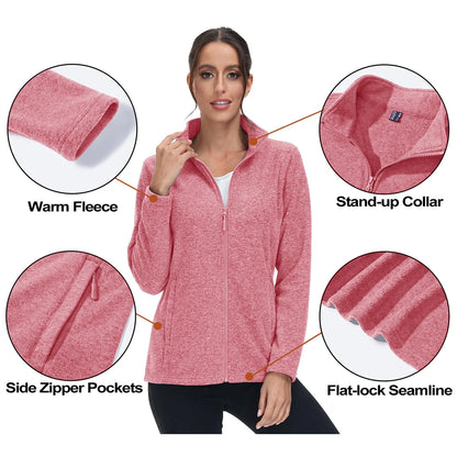 MAGCOMSEN Lightweight Women's Fleece Jackets Womens Athletic Warm Sweatshirts Casual Turtleneck Sweater Coat Sports Tops