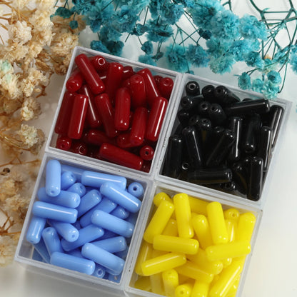 4x13mm Glass Long Tube Beads Cylinder Shape Multicolor Loose Spacer Beads For DIY Jewelry Making Accessories