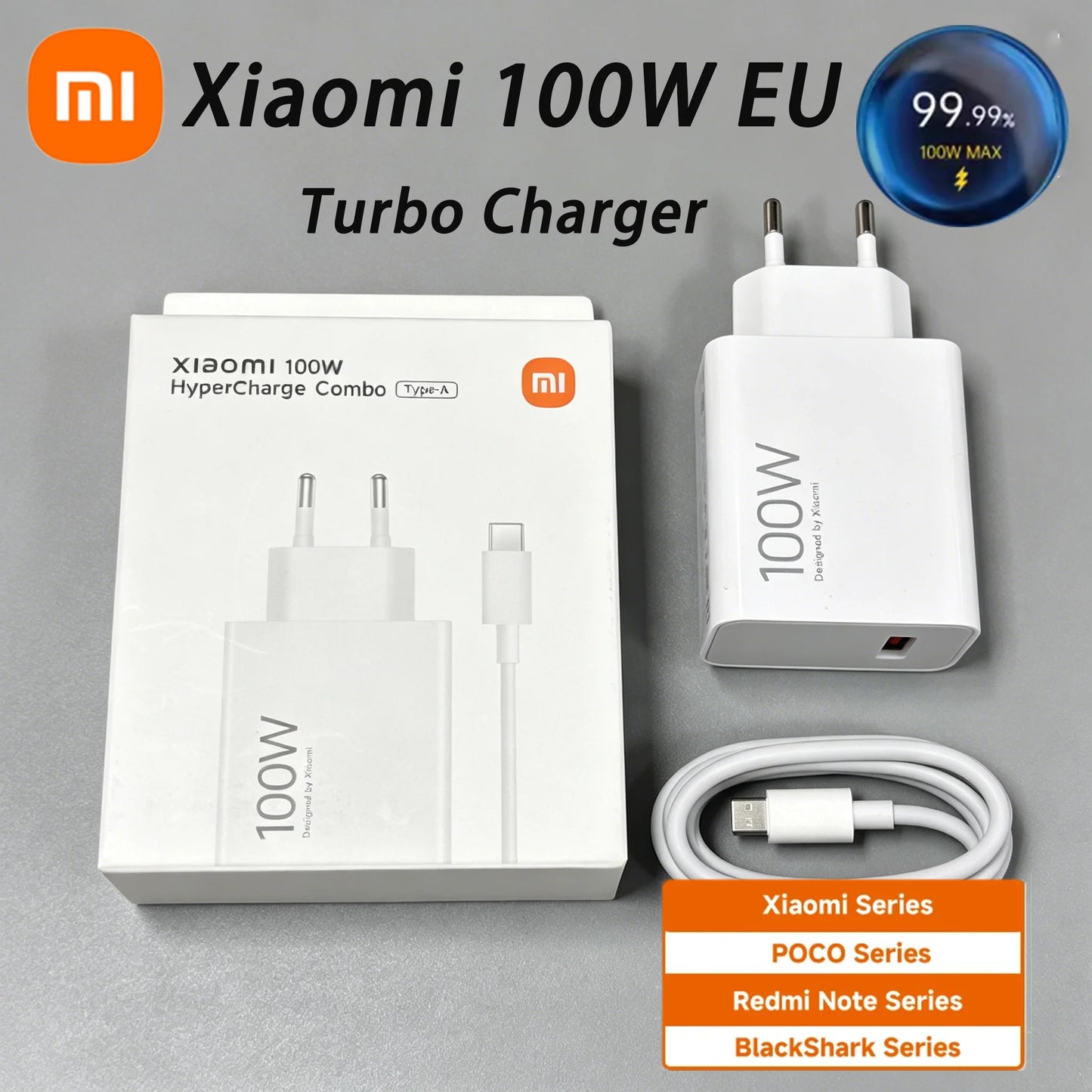 Original Xiaomi 100W EU Turbo Fast Charger 1M 6A Cable USB Adapter For mi 17 Max POCO X7 X8 F7 F8 Pro Ultra Type C Cable