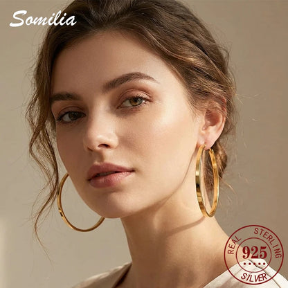 925 sterling silver large earrings for women, fashionable and exaggerated temperament. Earrings are versatile for daily use