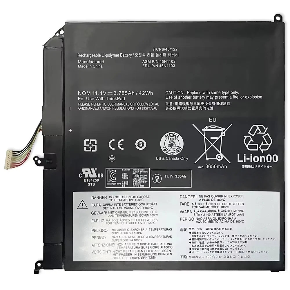 7XINbox 45N1102 45N1103 11.1V 42Wh 3650mAh Original Laptop Battery For Lenovo ThinkPad X1 Helix Built-in Battery