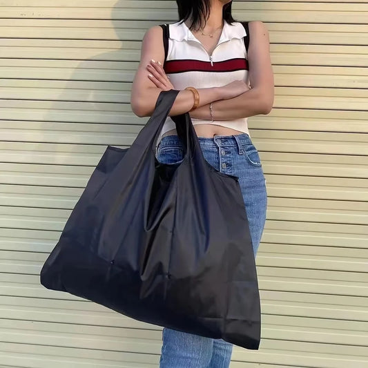 Women Large Capacity Folding Shopping Bag Big Size Portable Grocery Organizer Reusable Nylon Shoulder Handbags Tote Bag