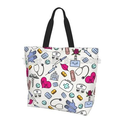 Custom Enfermera En Apuros Doctor Nurse Medical Large Capacity Tote Bag Shoulder Bag Handbags for Women Grocery Shopping Bags
