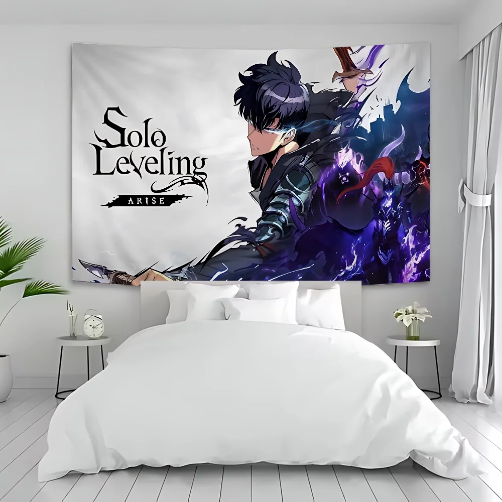 Solo Leveling Anime Cartoon Tapestry Art Science Fiction Room Home Decor Wall Hanging Home Decor