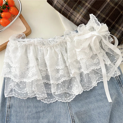 New Trendy Women Y2K Korean Lace Mini Layered Skirt Streetwear Lace Up Ruffles Summer Harajuku High Waist Pleated Skirts Clothes
