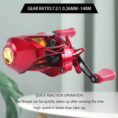 Metal Casting Baitcasting Reel 7.2:1 Gear Ratio 10Kg Max Drag Fishing Reel 10 Gear Magnetirc Brake Quick Reaction Operation