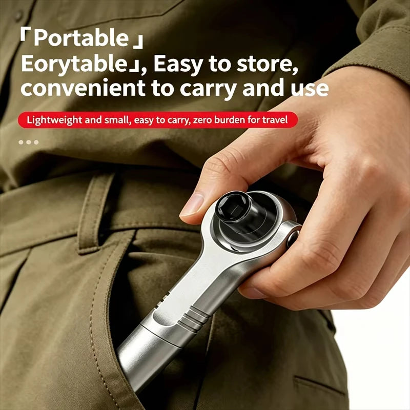 60 Teeth Ratchet Wrench 7 Gear Lockable 270° Rotatable Detachable Magnetic Adsorption Forward Reverse Adjust Hand Tool