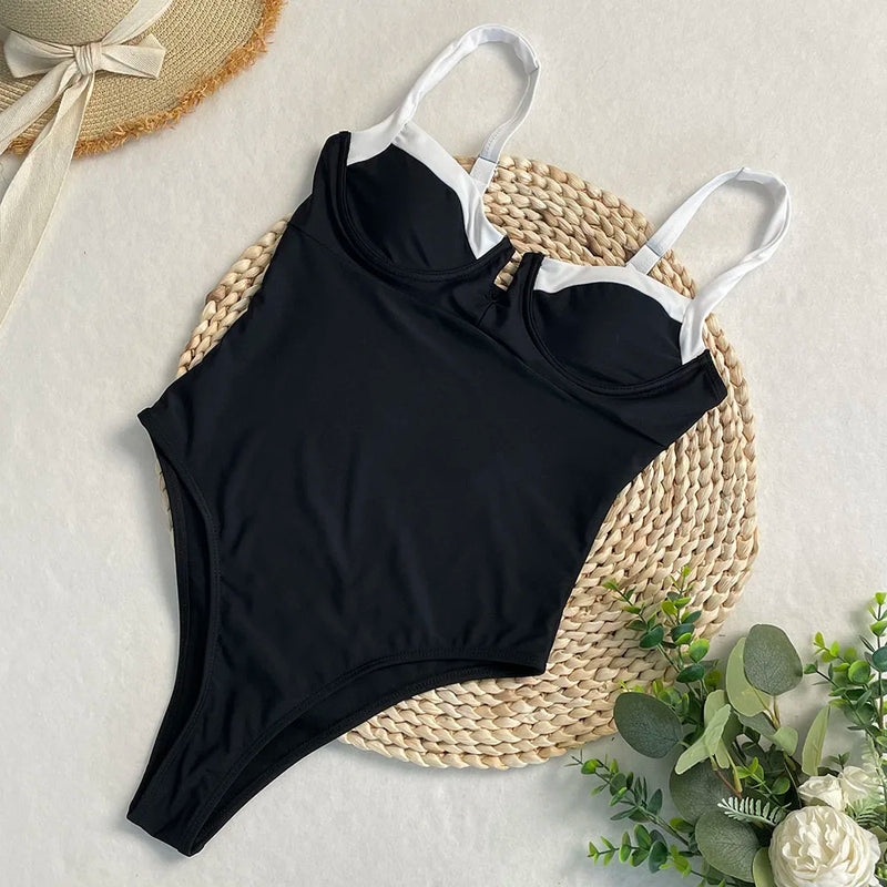 SERENECHIC 2025 Patchwork One-piece Swimsuit Women's Bathing Suit Strap Sexy Tight Bikini Set Brazilian Bottoms Summer Beachwear