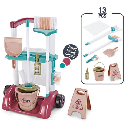 Children's Simulation Cleaning Tool Playset, Kids Pretend Play  Cleaning Toy Home Vacuum Cleaner&Broom&Mop House Cleaning Toys