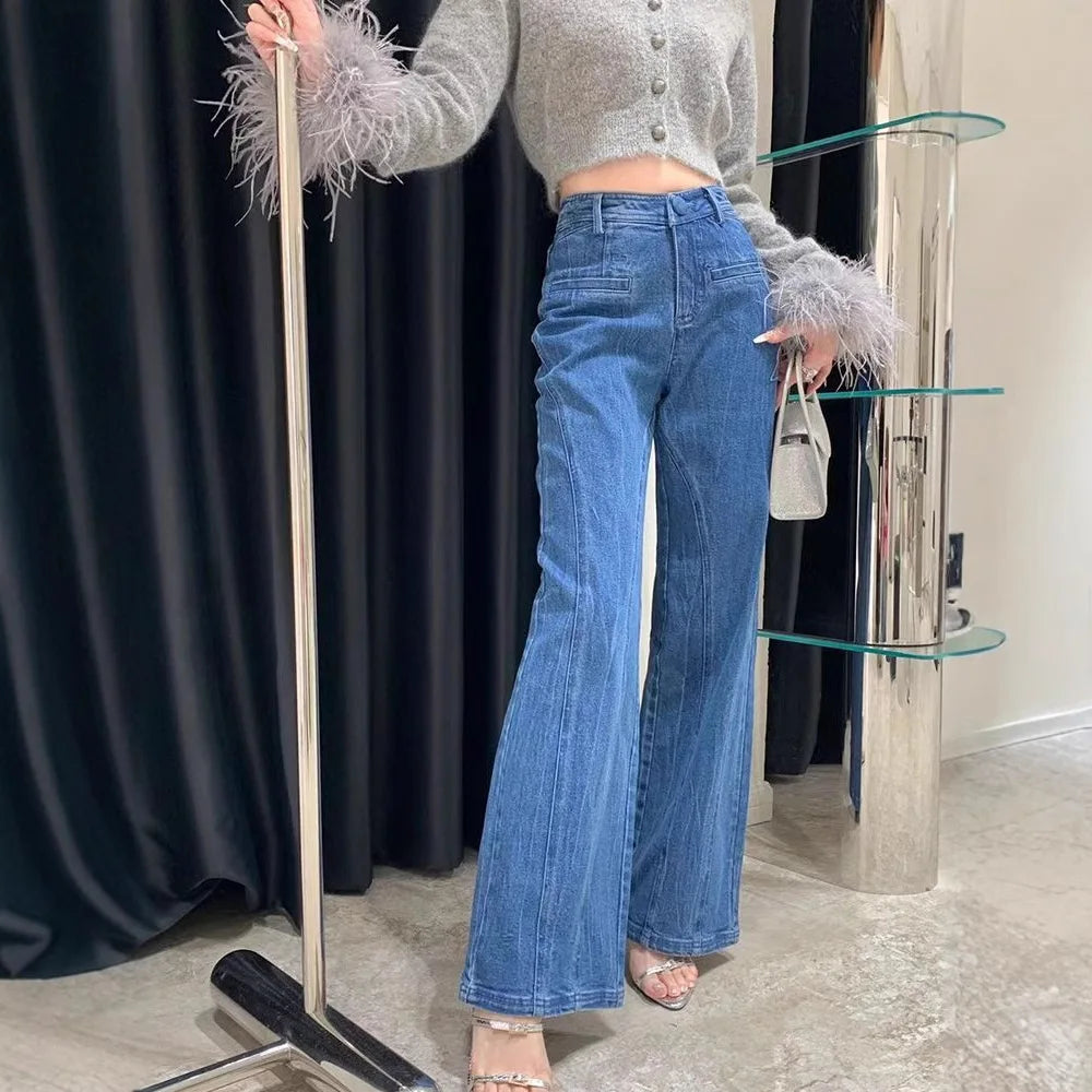 Denim Pant Jeans Women Wide Leg Long Pants High Waist Bow Straight Trousers Y2k Streetwear Casual Party Elegant Work Mom 2025