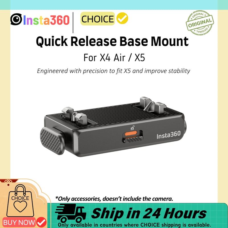 Original Insta360 X5 X4 Air Quick Release Mount 1/4" Tripod Adapter Magnetic Base 48% Thinner Invisible Action Camera Accessory