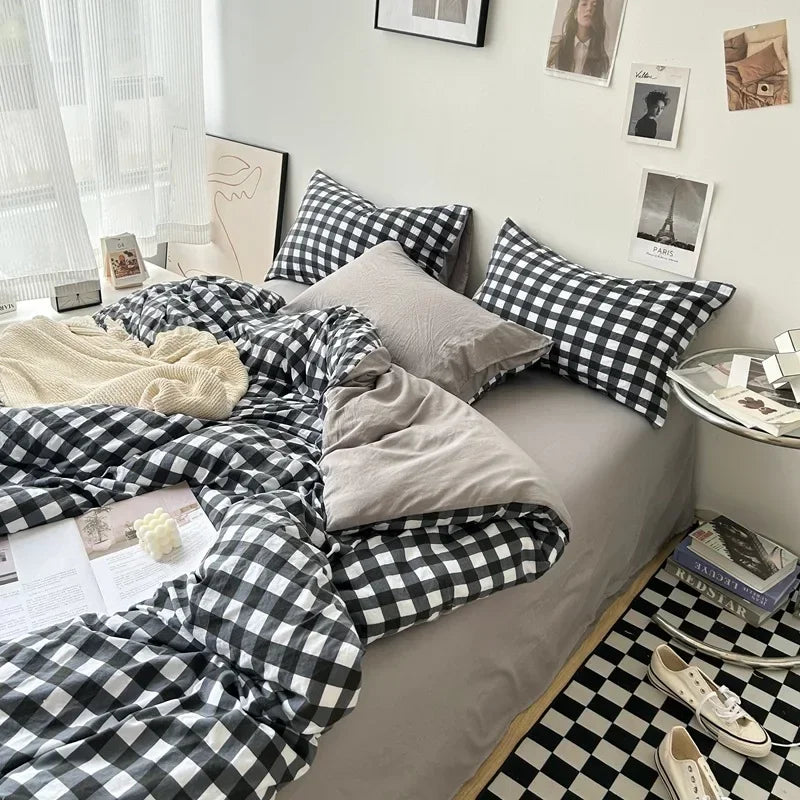Stripe Bedding Comforter Set with Pillowcase bed sheet Single Full Size Bed Linen Duvet Cover Set Queen/King Double Single Bed