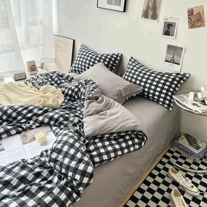 Stripe Bedding Comforter Set with Pillowcase bed sheet Single Full Size Bed Linen Duvet Cover Set Queen/King Double Single Bed