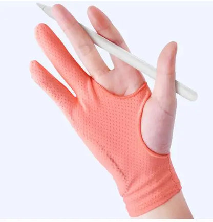 1PC Artist Drawing Glove for Any Graphics Drawing Table 2 Finger Anti-Fouling Both for Right and Left Hand Black Drawing Gloves
