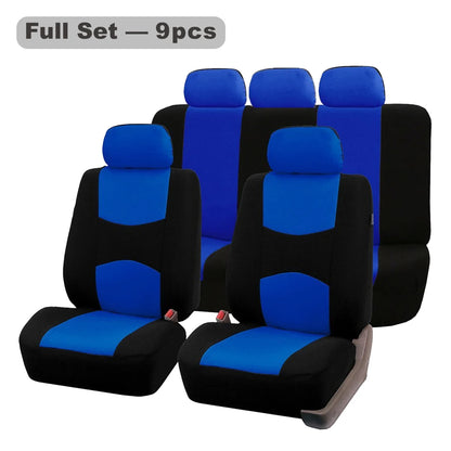 Four Seasons Fashion Universal 9 pcs Car Seat Cover Polyester Fabric Car Seat Cover