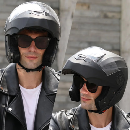 Modular Motorcycle Helmet with Double Lens & Flip Up Face Shield Professional ECE/DOT Certified Casco for All Season Riding