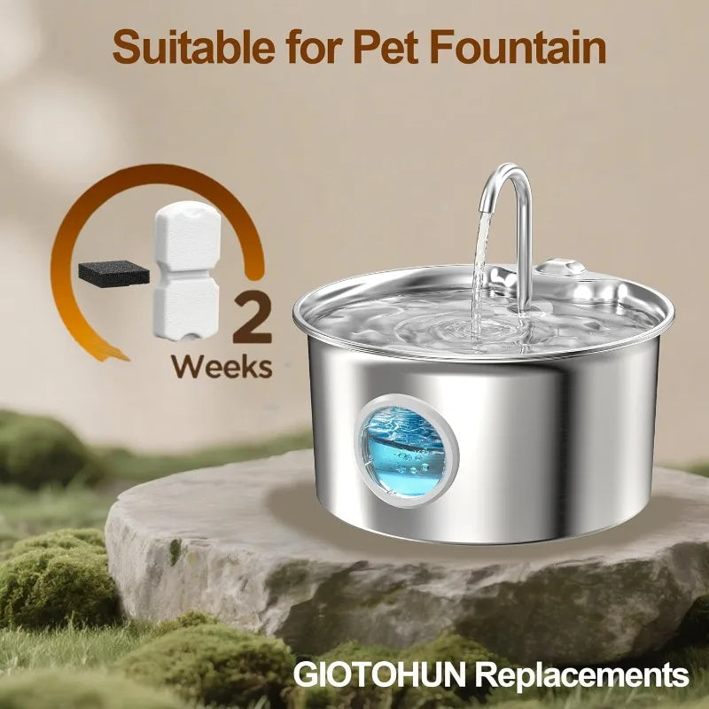 12Filters + 12 Sponges Cat Fountain Replacement Filters for Cat Fountain with Activated Carbon Filter and Ultra-fine Fiber