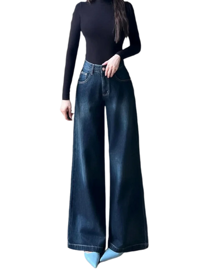 Fashion Street Casual Woman Jeans Autumn New High Waist Loose Women Jeans  Simple Basic Slim Straight Leg Pants Female Chicly